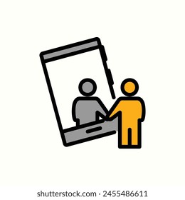 mobile business icon, isolated icon in light background, perfect for website, blog, logo, graphic design, social media, UI, mobile app
