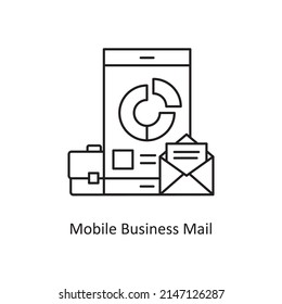 Mobile Business Mail vector Outline Icon Design illustration. Mobile Marketing Symbol on White background EPS 10