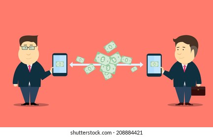 Mobile business on line  transaction vector backgrounds