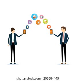 Mobile business on line  vector backgrounds concept