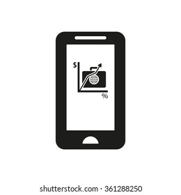 mobile business progress charts and infographics icon