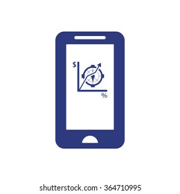 mobile business progress charts and infographics icon, vector illustration. Flat design style 