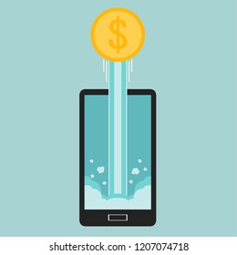 mobile business vector. wallpaper. free space for text. coin up.