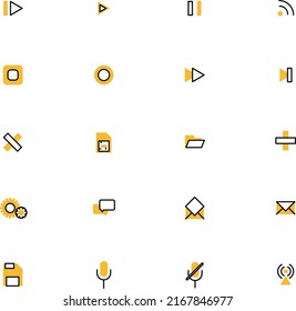 Mobile buttons icon pack, illustration, vector on a white background.