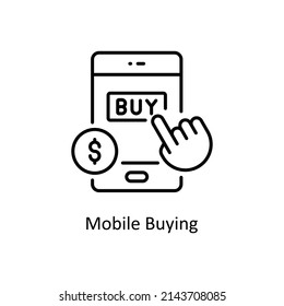 Mobile Buying vector outline icon for web isolated on white background EPS 10 file