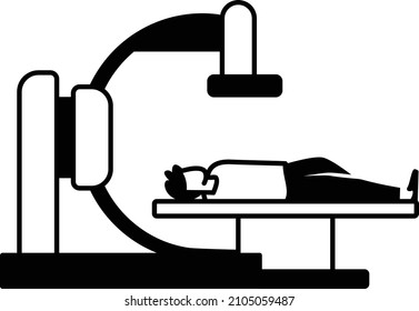 Mobile C Arm X Ray Machine Concept Vector Icon Design, Medical and Healthcare Scene Symbol, Diseases Diagnostics Sign, Doctor and Patient Characters Stock Illustration