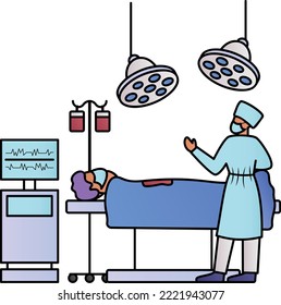 Mobile C Arm X Ray Machine Concept Vector Color Icon Design, Medical and Healthcare Scene Symbol, Diseases Diagnostics Sign, Doctors and Patients Characters Stock Illustration