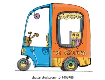 mobile cafe - cartoon