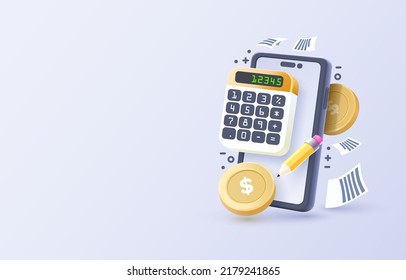 Mobile calculator service, Smartphone mobile finance, technology mobile display. Vector illustration