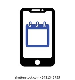 Mobile Calendar Icon, Vector Graphics Illustrations 