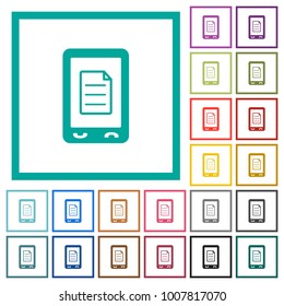 Mobile call list flat color icons with quadrant frames on white background