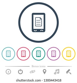 Mobile call list flat color icons in round outlines. 6 bonus icons included.