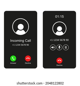 Mobile call screen template or interface mockup smartphone