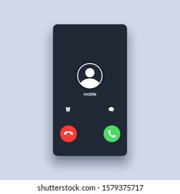 Mobile call screen template. Call screen smartphone interface mockup. Web app ui display template. Vector illustration. EPS 10 - Shutterstock ID 1579375717