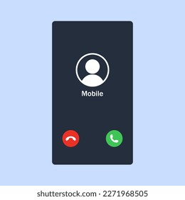 Mobile call screen template. Smartphone interface vector illustration