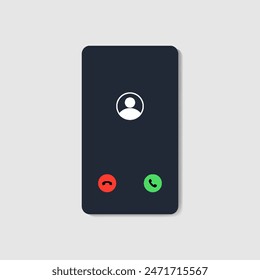 Mobile call screen template. Call screen smartphone interface mockup. Web app ui display template.