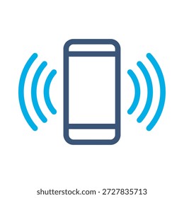 Icono de llamada móvil diseño de Vector plano azul ondas de teléfono inteligente símbolo anillo de vibración señal de conexión elemento gráfico signo