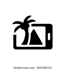 Mobile camera icon on white background