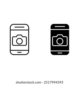 mobile camera icon set color editable