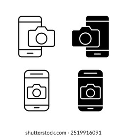 mobile camera icon set color editable