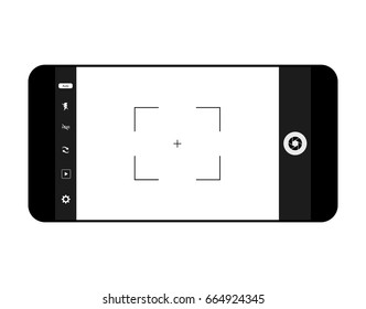 Mobile Camera Interface Template Background. Screen Of Smartphone With Camera Interface. Viewfinder Display. Vector Illustration Modern Camera Focusing Screen