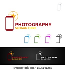 Mobile Camera Photography Logo Icon Vector Design Template