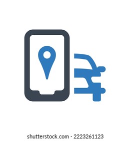 Symbol für die mobile Navigation in Fahrzeugen (Vektorgrafik)