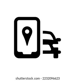 Icono de la aplicación de navegación de coches móviles (ilustración vectorial)