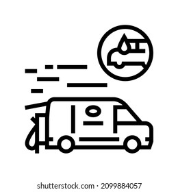 Mobile Car Wash Line Icon Vector. Mobile Car Wash Sign. Isolated Contour Symbol Black Illustration