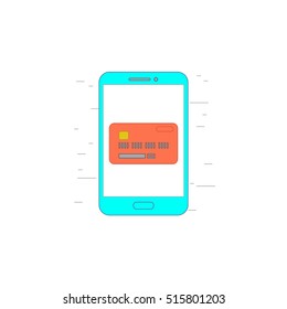 Mobile card pay icon or illustration in outline style