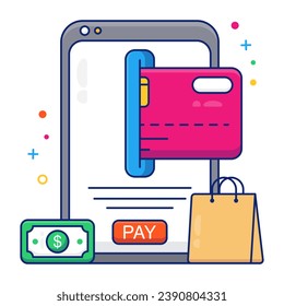 Mobile card payment icon in trendy vector design


