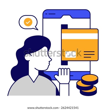 Mobile card payment icon in trendy vector design