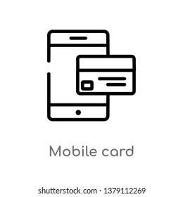 mobile card vector line icon. Simple element illustration. mobile card outline icon from payment concept. Can be used for web and mobile