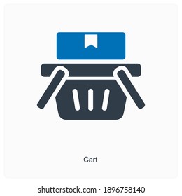 Mobile cart and cart items icon concept