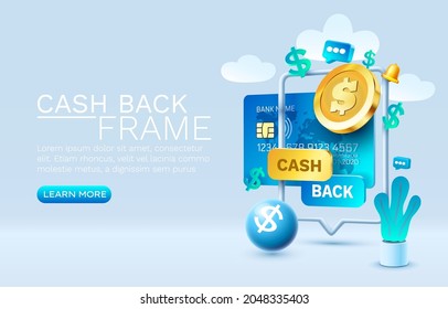 Mobile cash back service, financial payment Smartphone mobile screen, technology mobile display light. Vector illustration