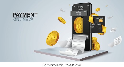 Mobile cash back service, financial payment Smartphone mobile screen, technology mobile display light. Vector illustration.Cash back, money saving vector concept with dollar coins, wallet, arrows.