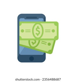 Mobile cash icon flat vector. Media business. Money conversion isolated