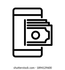 Icono de dinero móvil. Vector de línea. Aislar sobre fondo blanco.