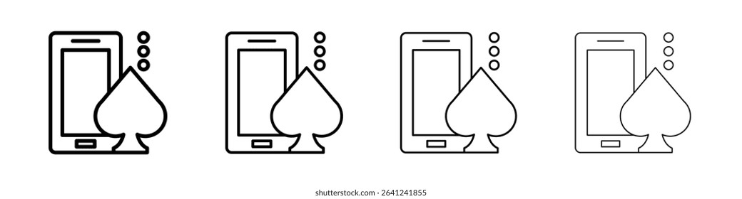 Mobile casino icon Outline sign symbol set