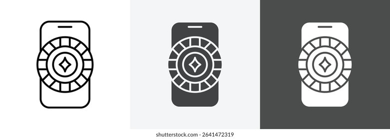 Mobile casino icon set vector art