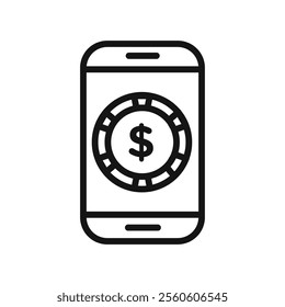 Mobile casino icon vector line logo art