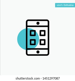 Mobile, Cell, Box turquoise highlight circle point Vector icon
