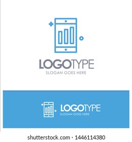 Mobile, Cell, Chart Blue Outline Logo Place for Tagline