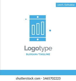 Mobile, Cell, Chart Blue Solid Logo Template. Place for Tagline. Vector Icon Template background