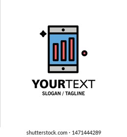 Mobile, Cell, Chart Business Logo Template. Flat Color