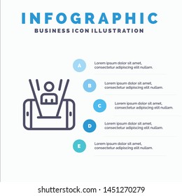 Mobile, Cell, Man, Technology Line icon with 5 steps presentation infographics Background