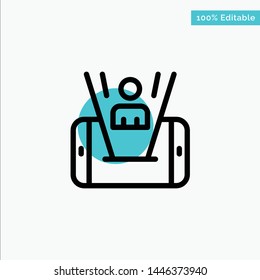 Mobile, Cell, Man, Technology turquoise highlight circle point Vector icon