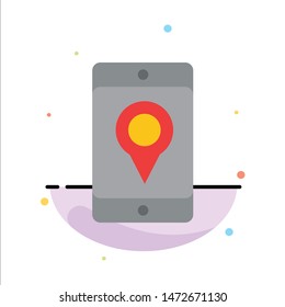 Mobile, Cell, Map, Location Abstract Flat Color Icon Template