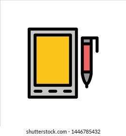 Mobile, Cell, Pencil, Design  Flat Color Icon. Vector icon banner Template