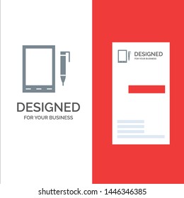 Mobile, Cell, Pencil, Design Grey Logo Design and Business Card Template